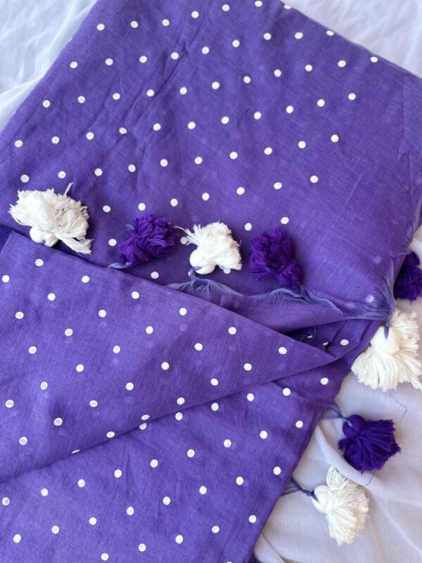 Polka Purple Cotton Saree