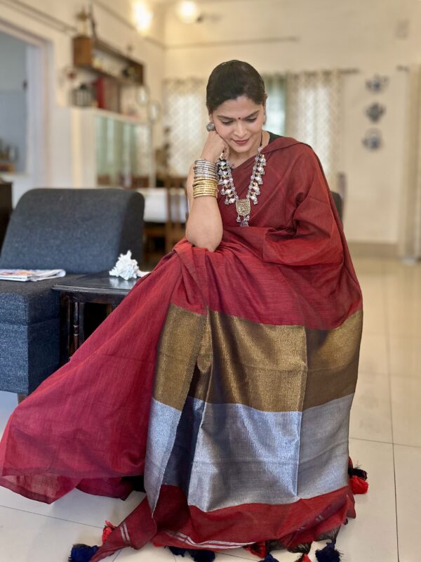 Roopkatha Red Cotton Saree