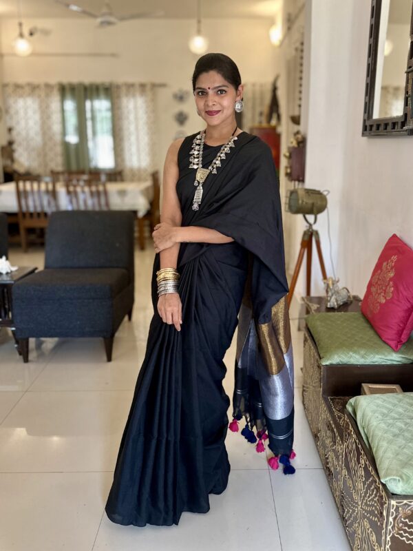 Roopkatha Black Cotton Saree