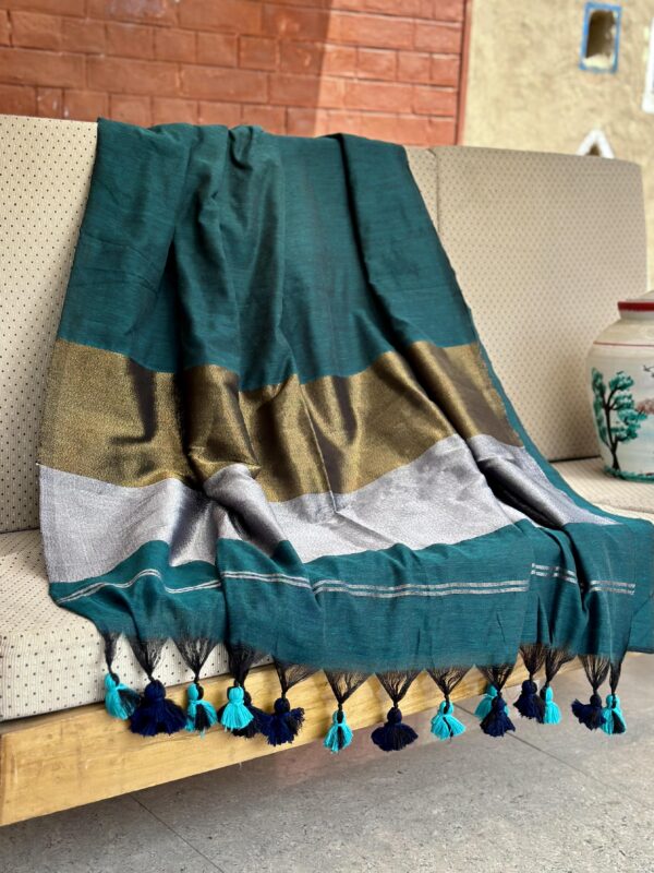 Roopkatha Teal Cotton Saree