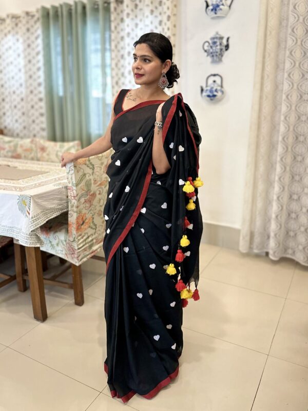 Sweetheart Black Cotton Saree