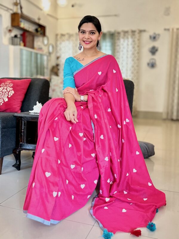 Sweetheart Pink Cotton Saree